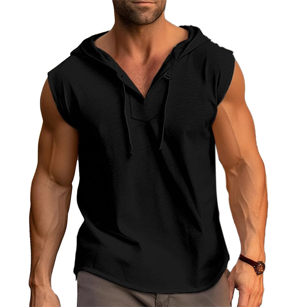 Herren ärmelloses Trainingsshirt mit praktischem Kapuzen-Design