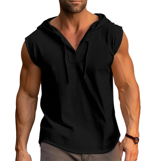 Herren ärmelloses Trainingsshirt mit praktischem Kapuzen-Design