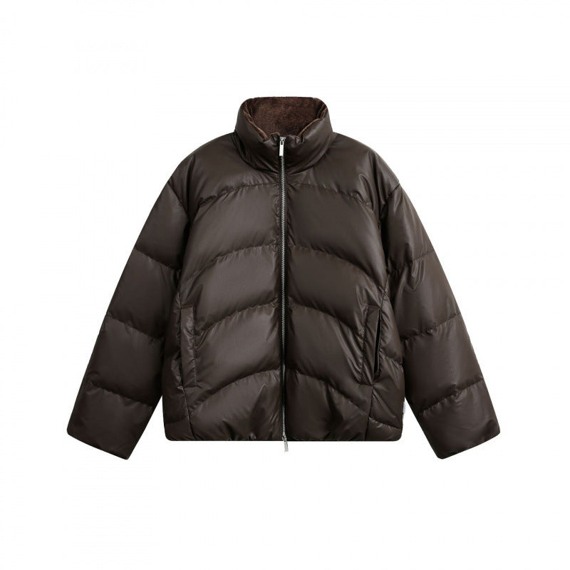 Damen Gekürzte wattierte Boxy‑Jacke mit hohem Stehkragen und Teddyfutter Shop Nory