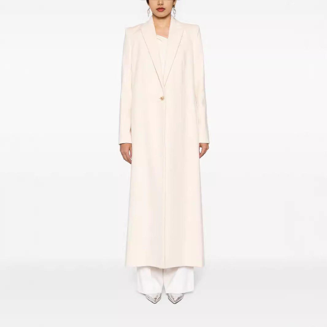 Damen Longline Wollmantel mit Ein-Knopf-Verschluss und tailliertem Revers Shop Nory