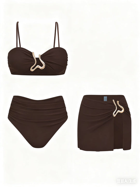 Damen Bikiniset mit elegantem Wickelrock und modischem Design
