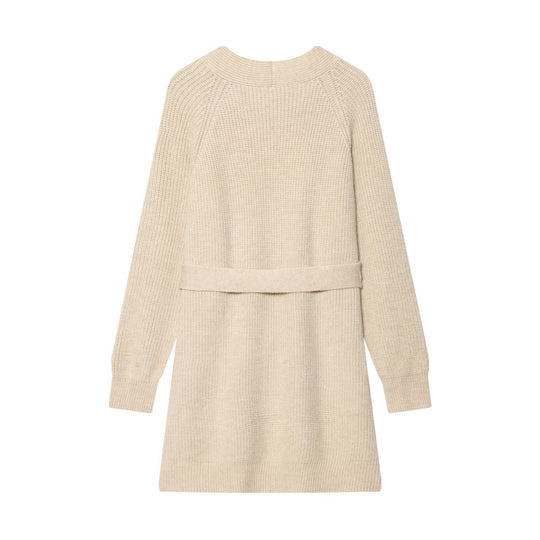 Damen Lange Strickjacke mit Bindegürtel und Schmuckstein-Applikation Shop Nory