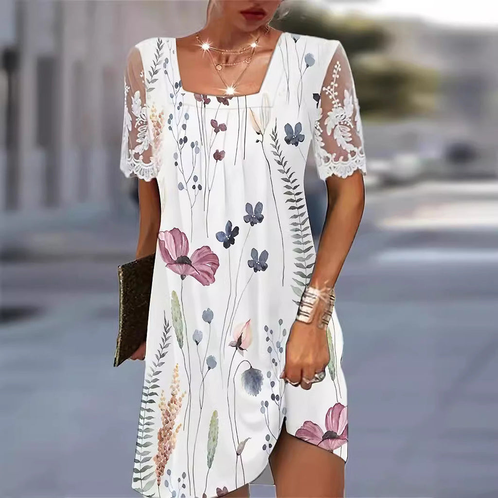 Damen Blumenmuster Shift Kleid