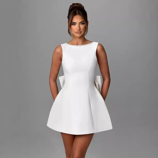 Damen Elegantes skulpturales Minikleid mit Perlenverzierung