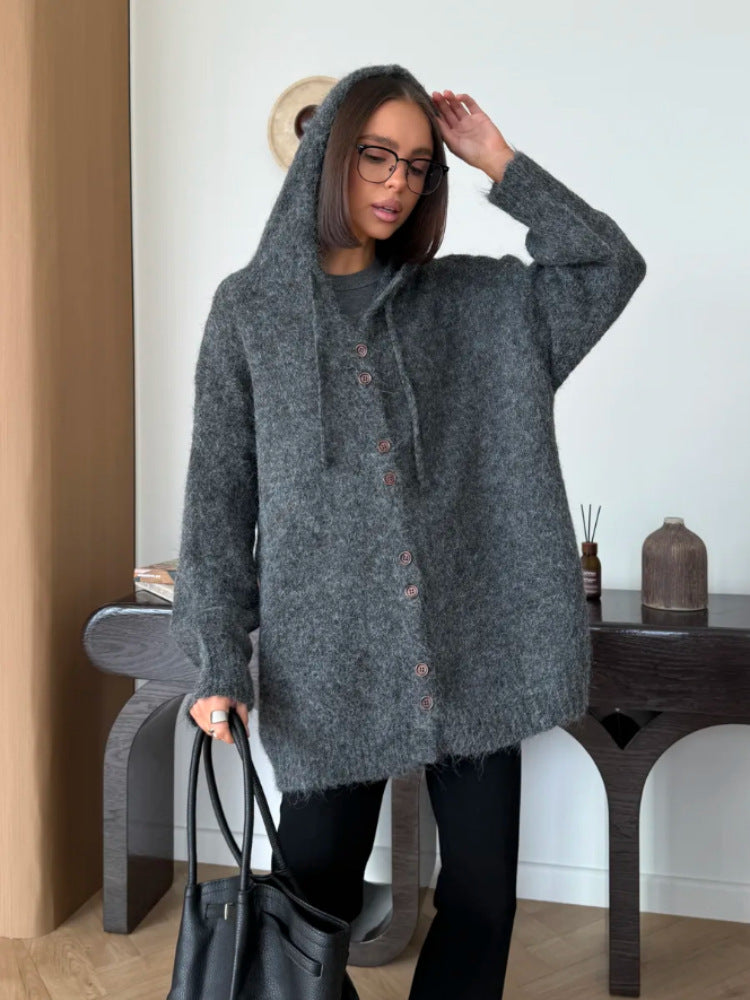 Damen Modische Strickjacke mit Kapuze Shop Nory