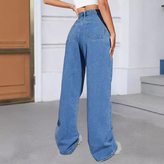 Damen Weite Jeanshose mit Schmetterlings-Print Shop Nory