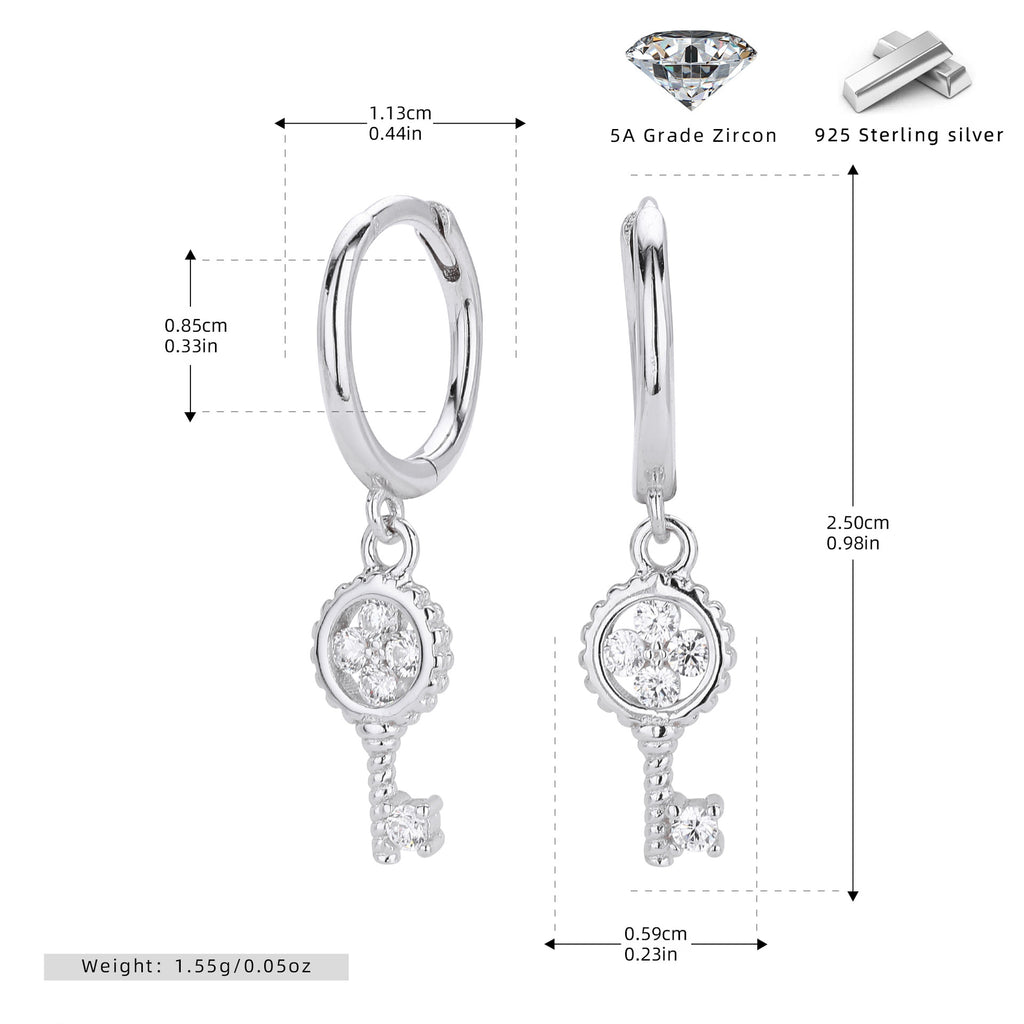 Damen Ohrhänger mit stilvollem Schlüsselmotiv und funkelnden Zirkonen Shop Nory