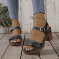 Damen modische Sandaletten mit eleganter Schnalle und Holz-Blockabsatz