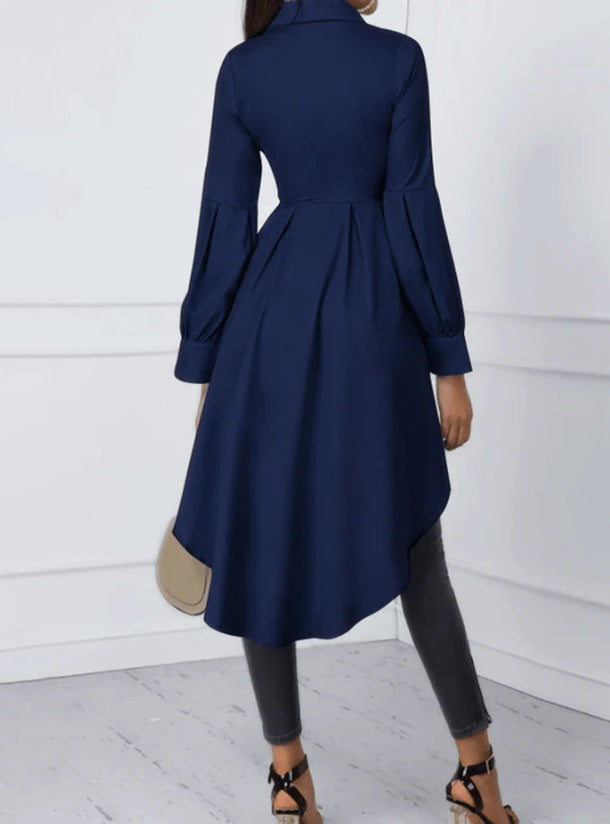 Damen Elegante Bluse mit asymmetrischem Schnitt und langen Ärmeln Shopnory