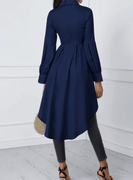 Damen Elegante Bluse mit asymmetrischem Schnitt und langen Ärmeln Shopnory