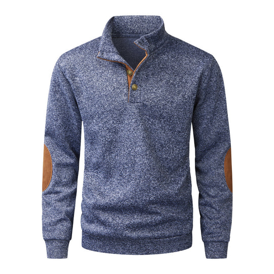 Herren Strickpullover mit Stehkragen, Knopfleiste & Ellbogenpatches Shop Nory