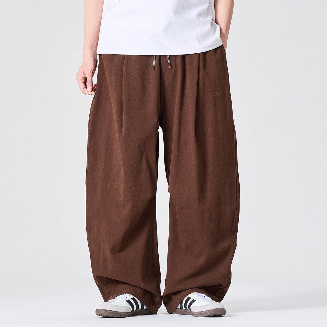 Herren Weite Relaxed-Fit Stoffhose mit Tunnelzug und Bundfalten Shop Nory