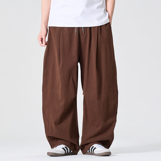 Herren Weite Relaxed-Fit Stoffhose mit Tunnelzug und Bundfalten Shop Nory