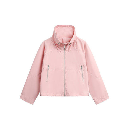 Damen Leichte Cropped Übergangsjacke mit hohem Stehkragen und Reißverschlusstaschen Shop Nory