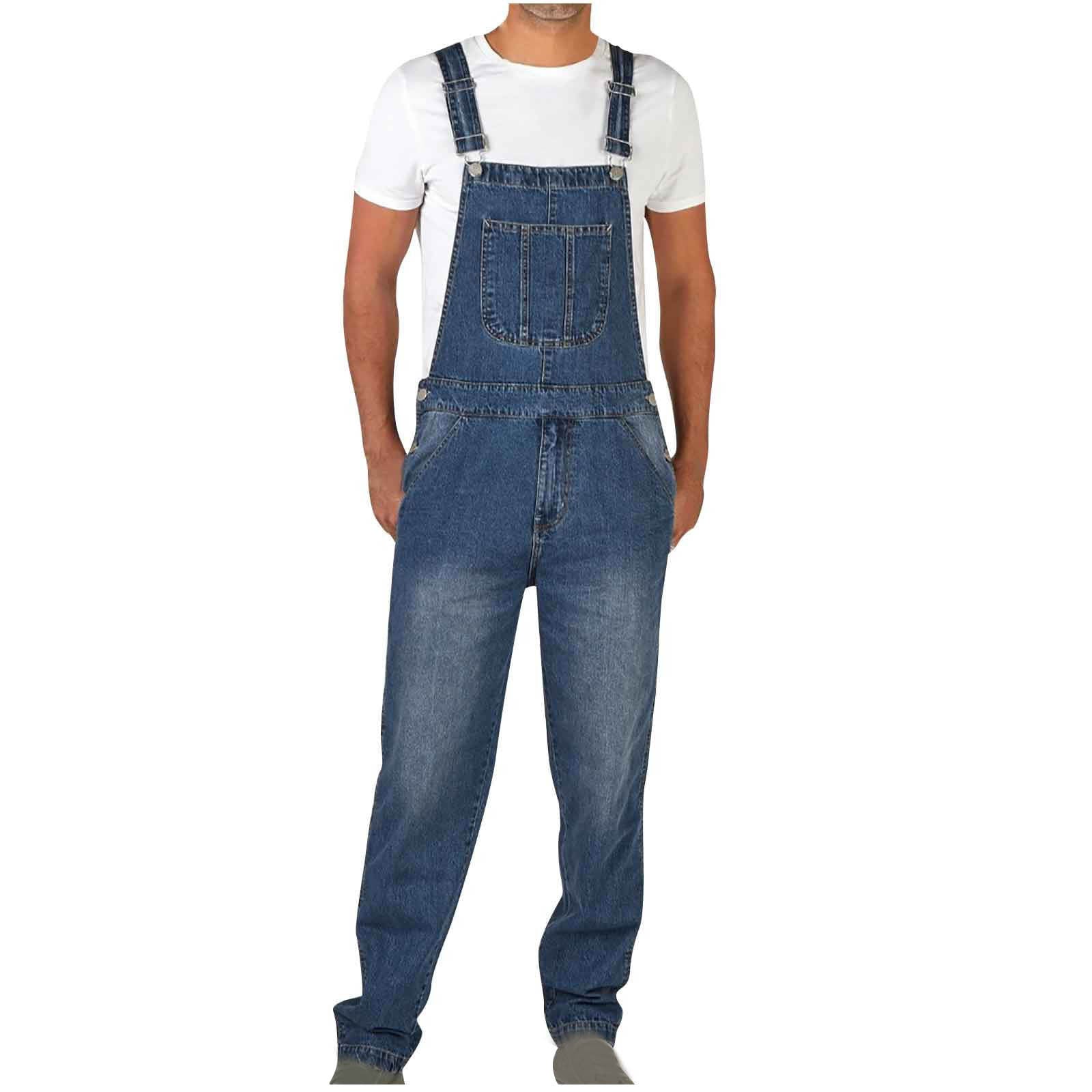 Herren Jeans Latzhose robust mit verstellbaren Trägern