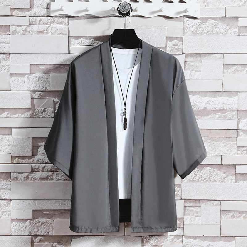 Herren kimonoartige Kurzjacke im Oversize-Stil mit offenem Schnitt und weichem Fall Shop Nory