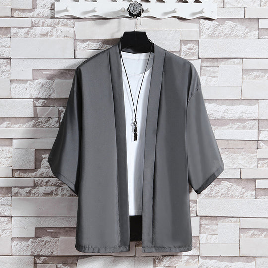 Herren kimonoartige Kurzjacke im Oversize-Stil mit offenem Schnitt und weichem Fall Shop Nory