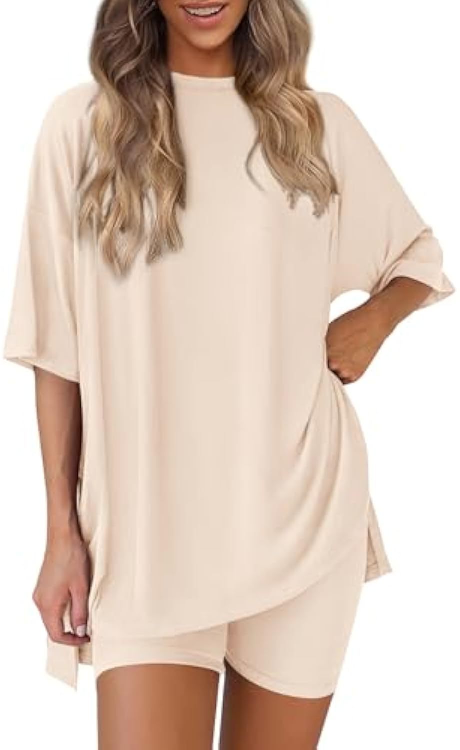 Damen lässiges Sport-T-Shirt mit Shorts im Set