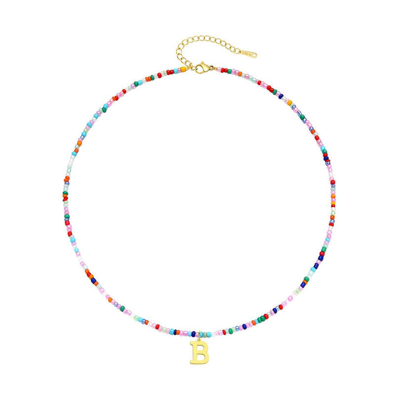 Damen Halskette mit bunten Perlen und individuell gestaltetem Anhänger Shop Nory