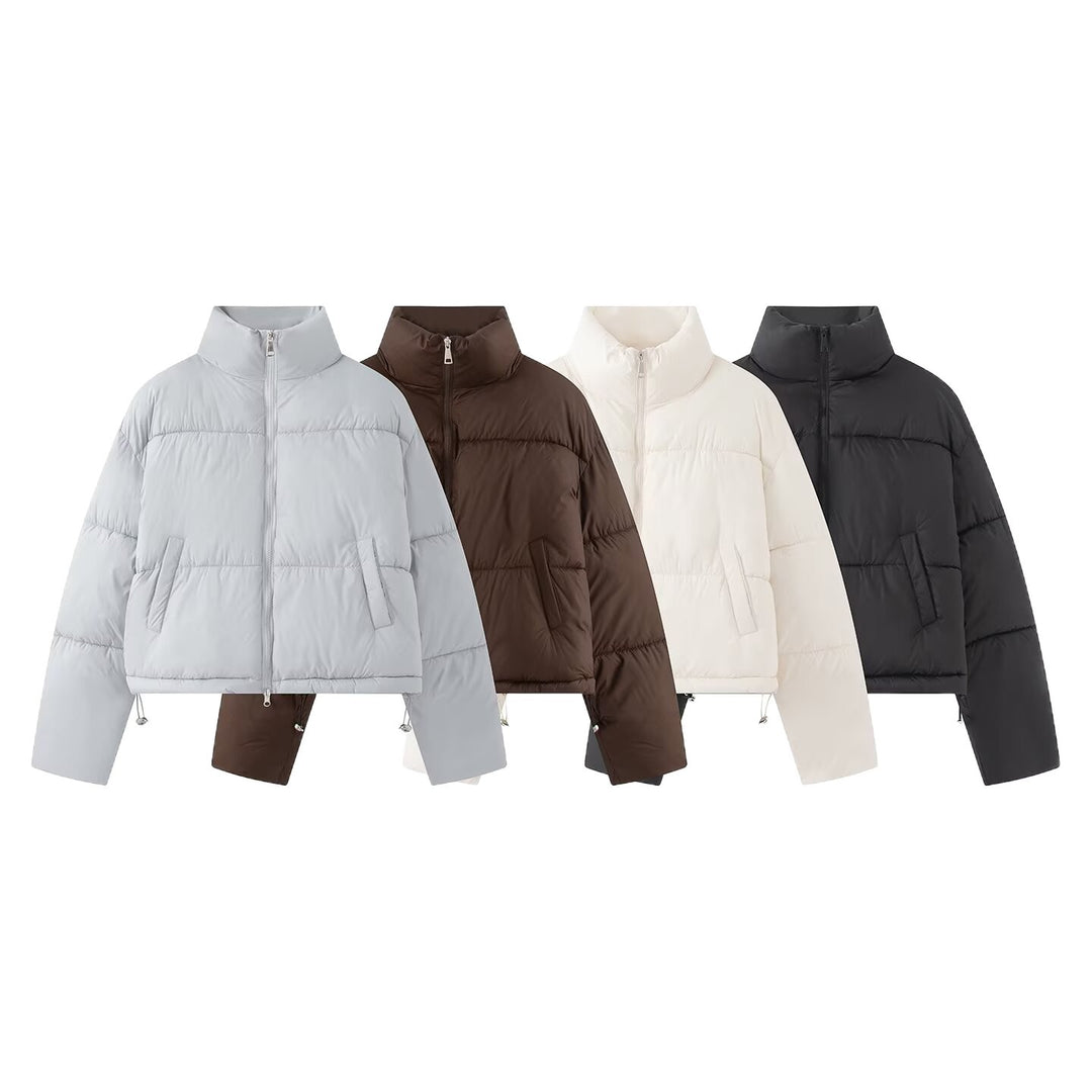 Damen Kurzjacke im Oversized-Boxy-Pufferstil mit hohem Stehkragen Shop Nory