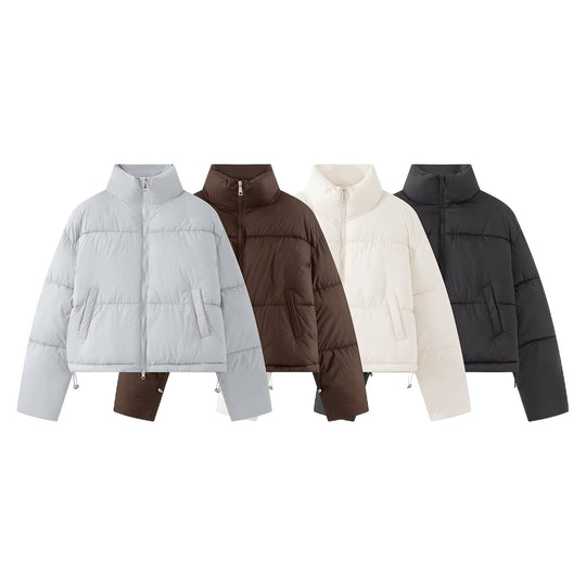 Damen Kurzjacke im Oversized-Boxy-Pufferstil mit hohem Stehkragen Shop Nory