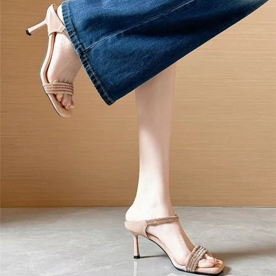 Damen Glitzernde Riemen-Mules mit schmalem Stilettoabsatz und offenem Zehenbereich Shop Nory