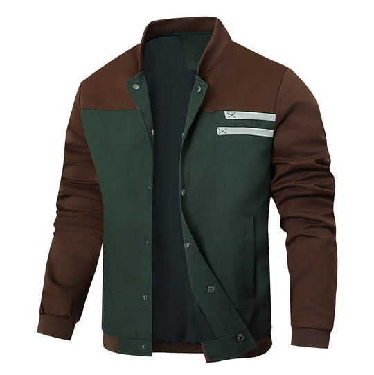Herren Varsity-Bomberjacke im Canvas-Mix mit Druckknopf-Leiste und Rippbündchen Shop Nory