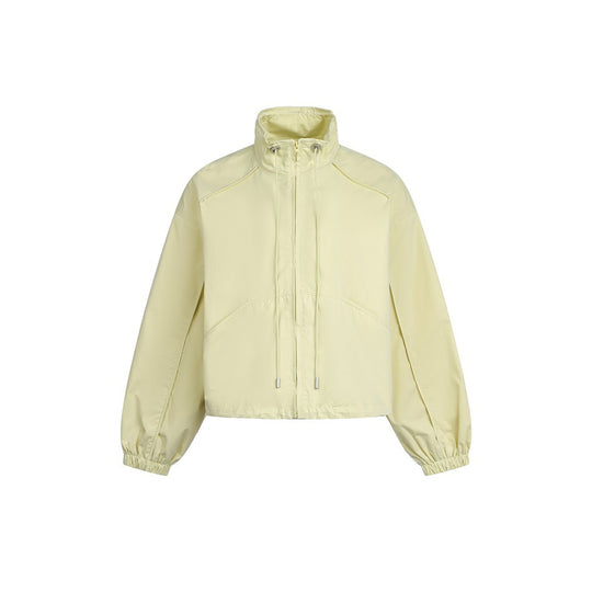 Damen Kurz geschnittene Windjacke mit hohem Stehkragen, Tunnelzug und elastischen Bündchen Shop Nory