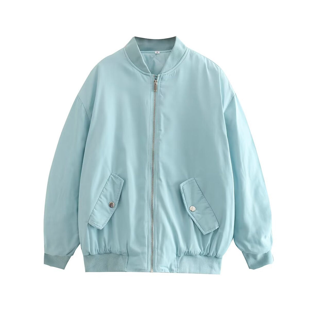 Damen Boxy Bomberjacke im Oversize‑Look mit Reißverschluss und abgeschrägten Pattentaschen Shop Nory