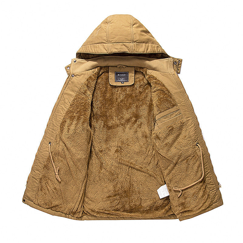 Herren Gefütterter Kapuzenparka mit Teddyfutter, Utility‑Taschen und robuster Canvas‑Optik Shop Nory