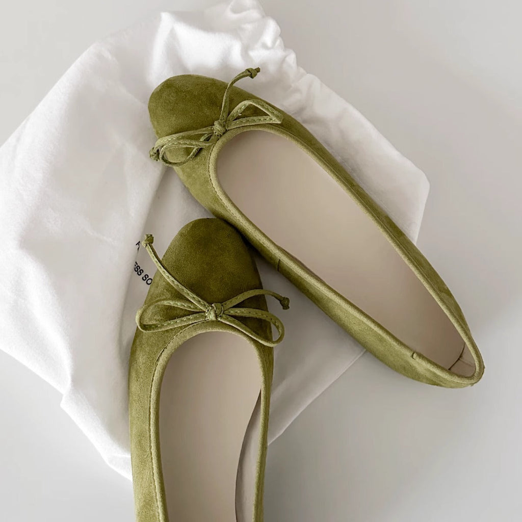 Damen Ballerinas mit zartem Schleifen-Detail und hochwertigem Wildleder