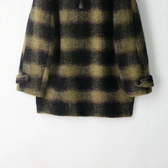 Damen Oversize Wollmix-Mantel mit Karomuster, Reverskragen und aufgesetzten Taschen Shop Nory
