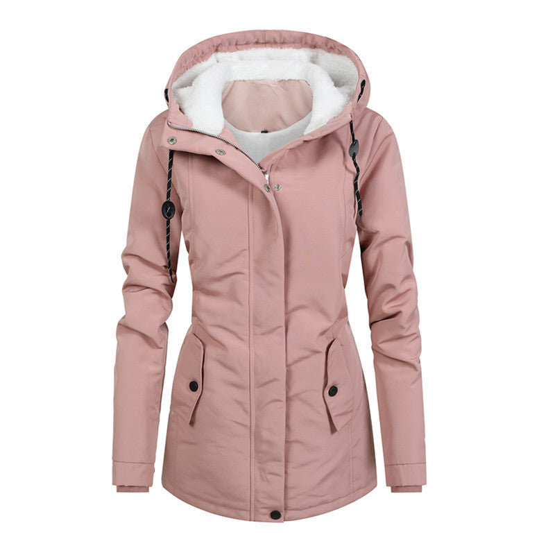 Damen Wasserabweisender Parka mit Teddyfutter, Kapuze und tailliertem Schnitt Shop Nory