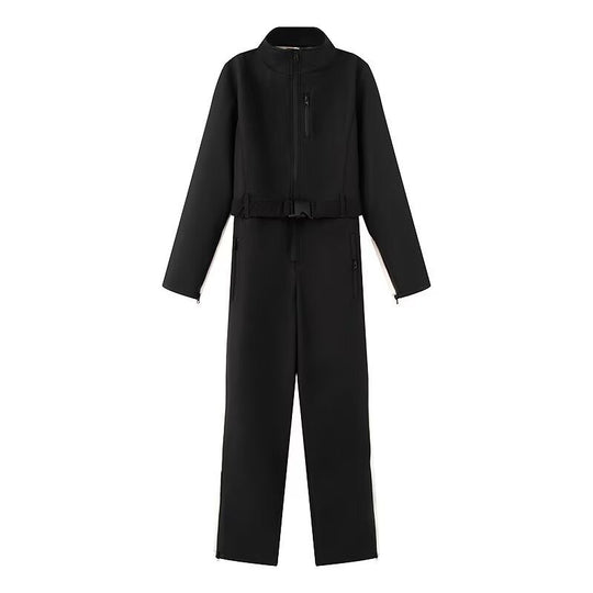 Damen Utility-Overall mit hohem Kragen, funktionalen Reißverschlüssen und Taillengürtel Shop Nory