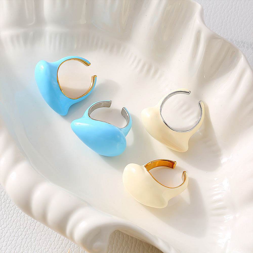 Damenring mit tropfenförmigem Design aus Titanstahl Shop Nory