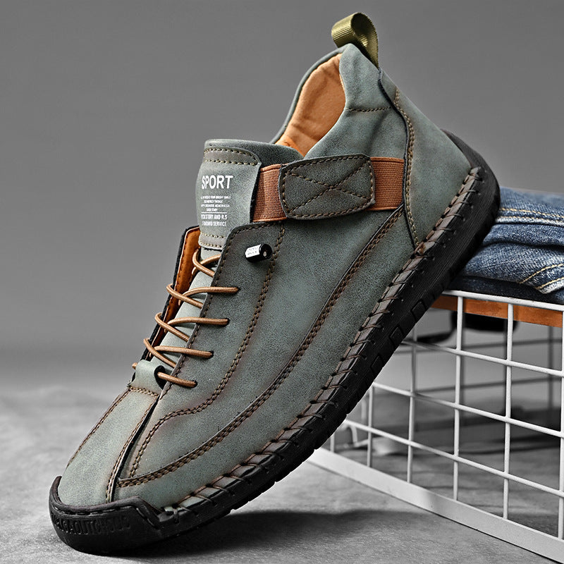 Herren Ledernachahmender Freizeit‑Sneaker mit Klettriemen, Mokassinnaht & profilierter Gummisohle Shop Nory