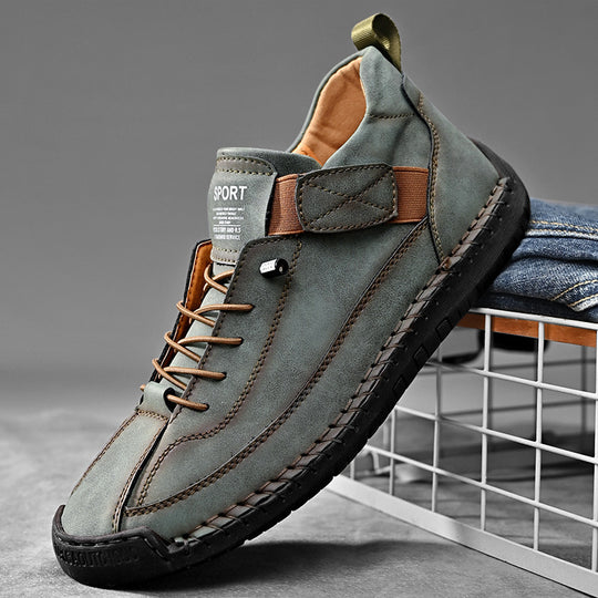 Herren Ledernachahmender Freizeit‑Sneaker mit Klettriemen, Mokassinnaht & profilierter Gummisohle Shop Nory