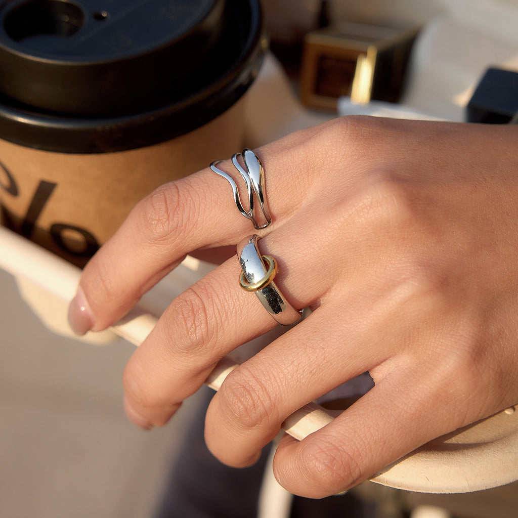 Damen Offenes Design-Ring aus hypoallergenem Edelstahl Shop Nory