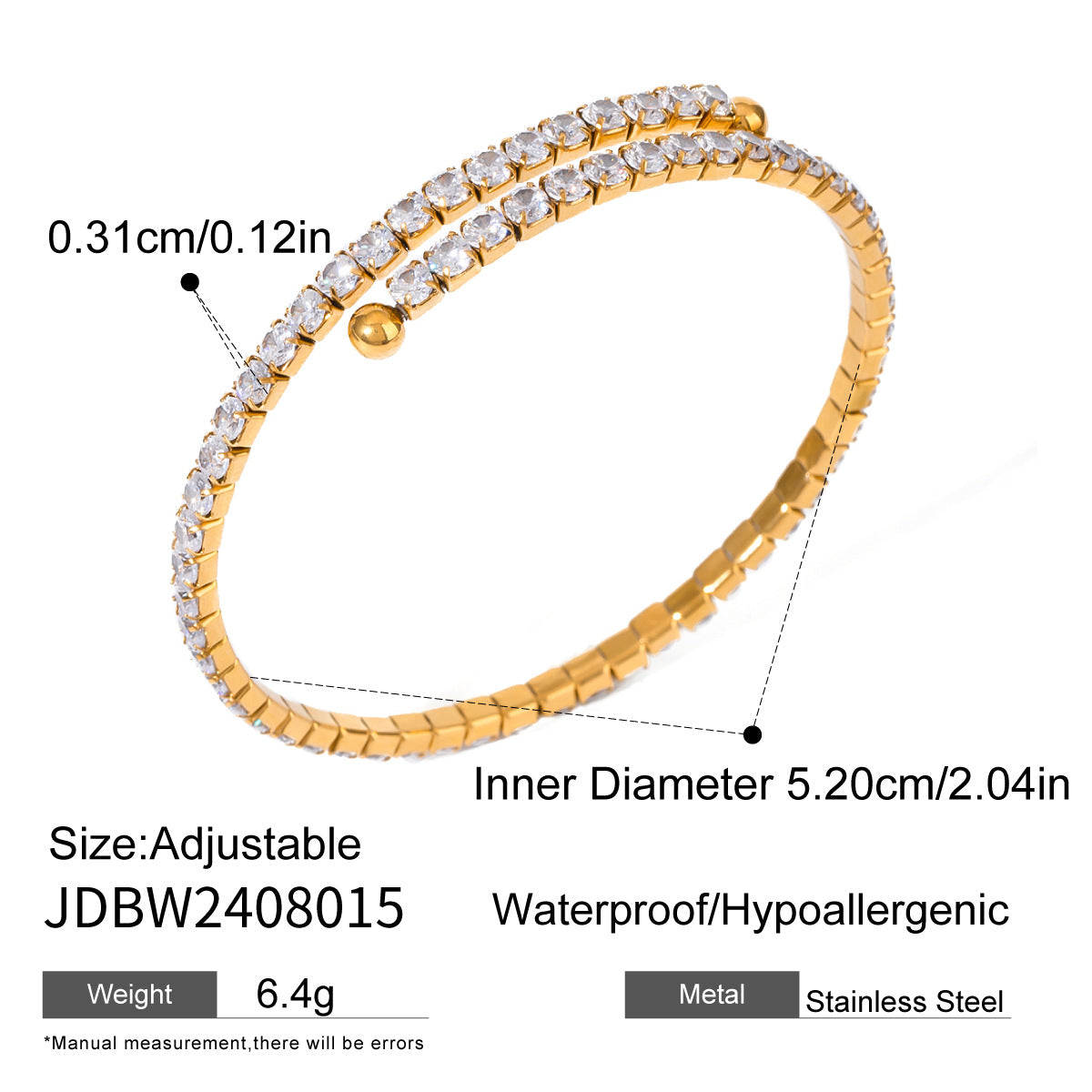 Damen Armband mit funkelnden Zirkonia und verstellbarem Design Shop Nory