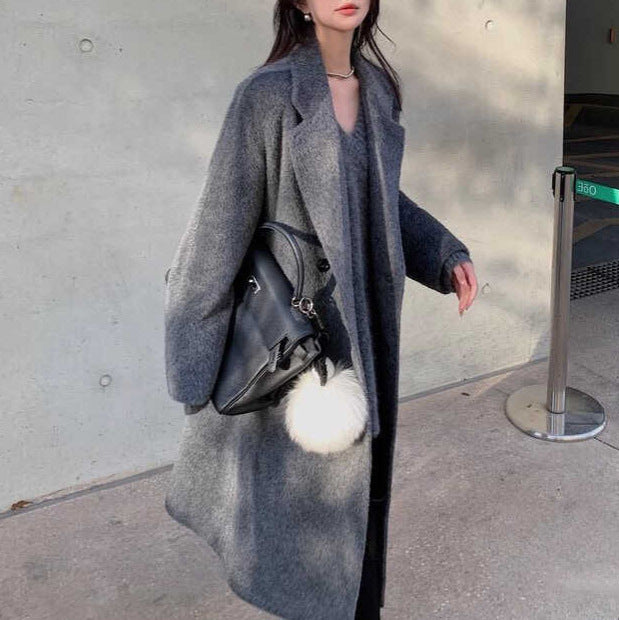 Damen Modischer und eleganter Bouclé-Mantel mit doppelter Knopfleiste Shop Nory