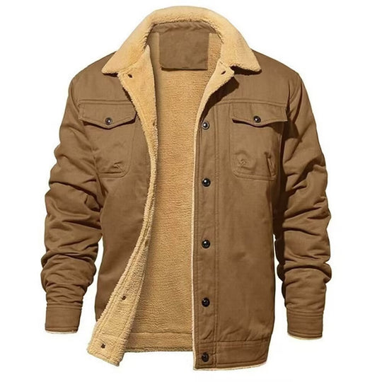 Herren robustes Canvas-Blouson mit durchgehendem Sherpa-Innenfutter und Hemdkragen Shop Nory