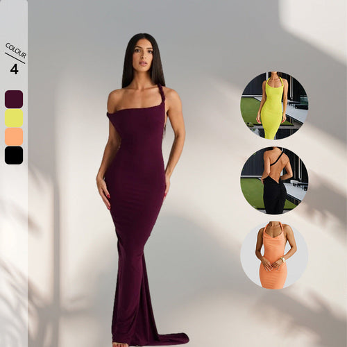 Damen figurbetontes Abendkleid mit elegantem Halterdesign und schwingendem Saum Shopnory