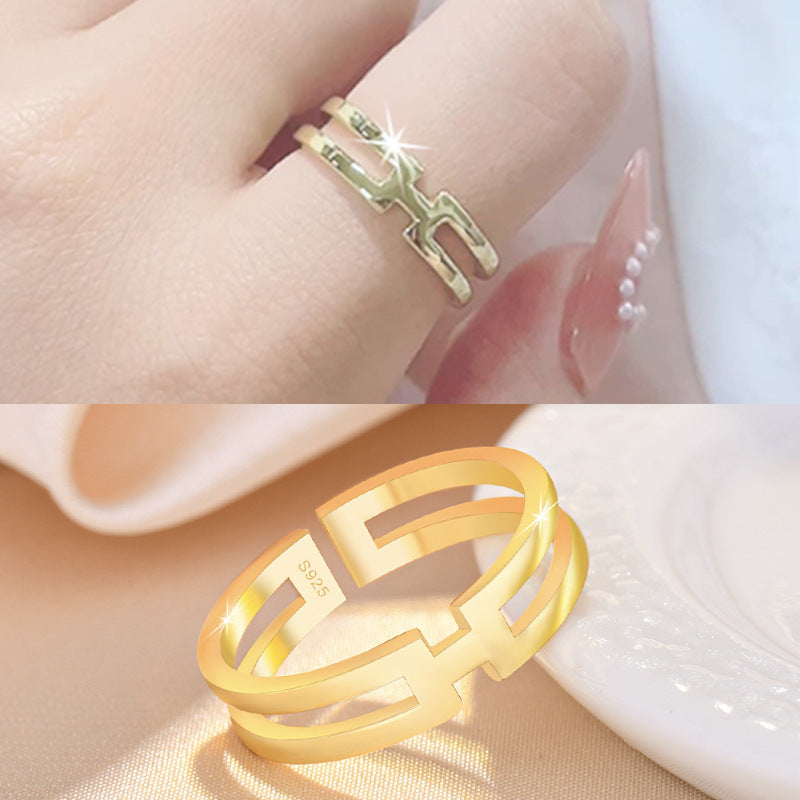 Damen Offener Ring mit modernem, geometrischem Design aus hochwertigem Edelstahl Shop Nory