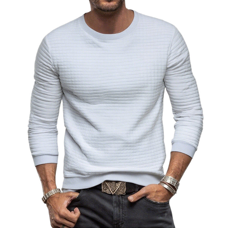 Herren nan strukturiertes Rundhals-Sweatshirt aus gesteppter Baumwollmischung