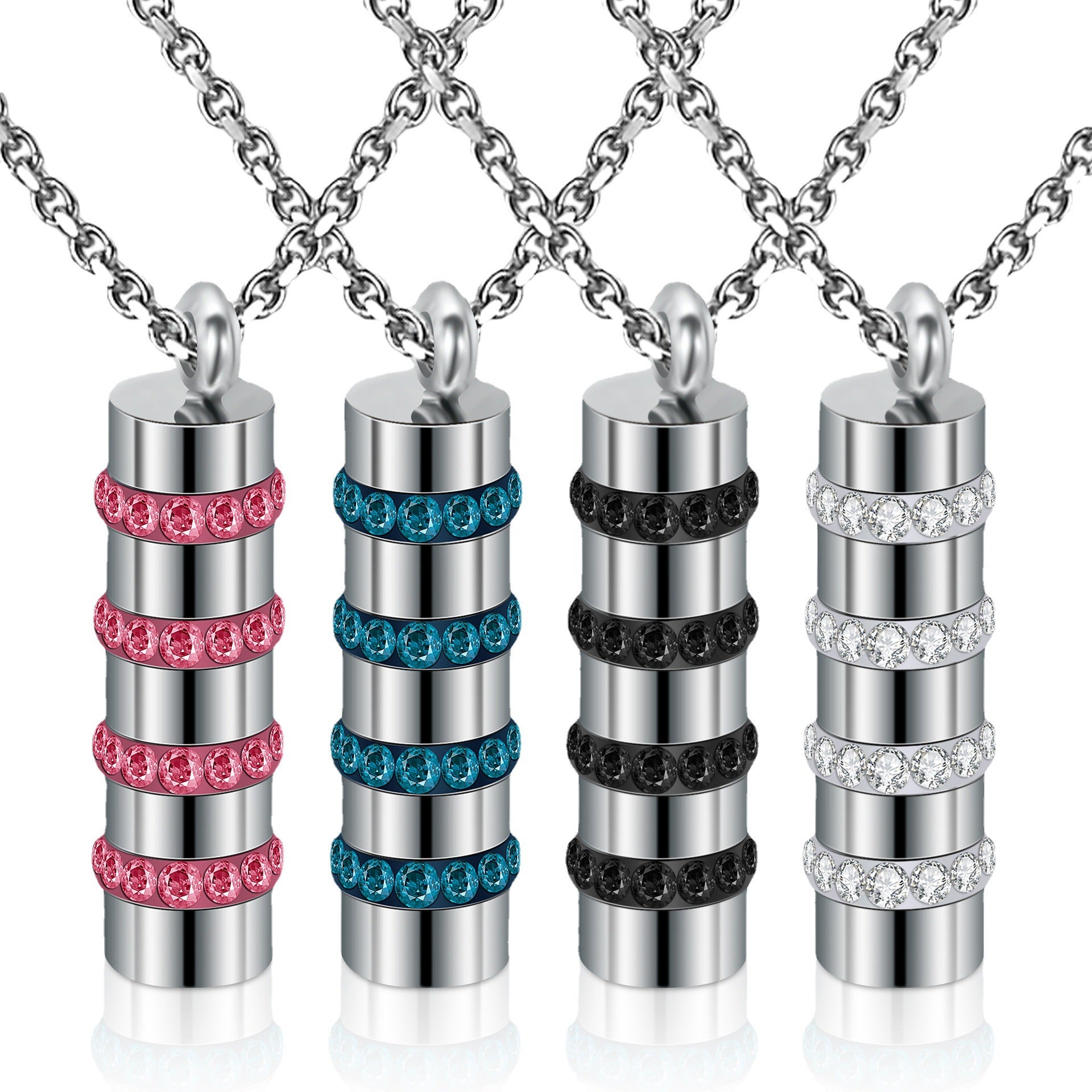 Damen stilvolle Edelstahl-Halskette mit eleganten schwarzen Zirkonia Shop Nory