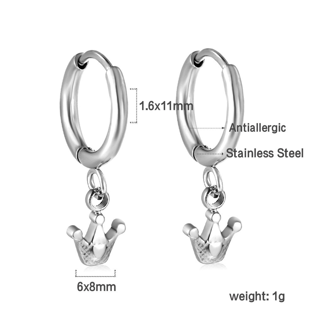 Damen Hängende Ohrringe mit Krone-Anhänger aus goldplattiertem Edelstahl Shop Nory
