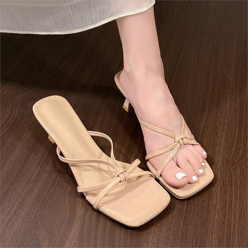 Damen Plateau Mules mit zarten Riemchen