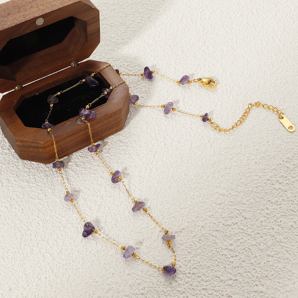 Damen elegante Kette mit Amethyst-Elementen Shop Nory