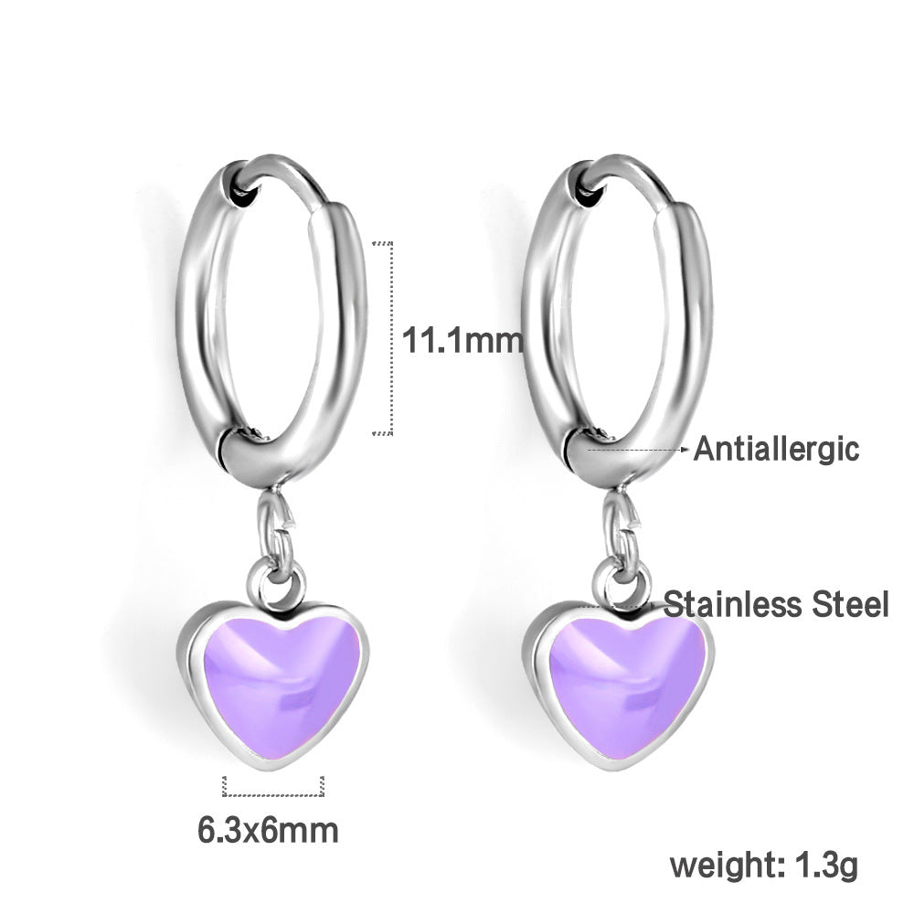 Damen Hängende Ohrstecker mit herzförmigem Anhänger aus Edelstahl Shop Nory