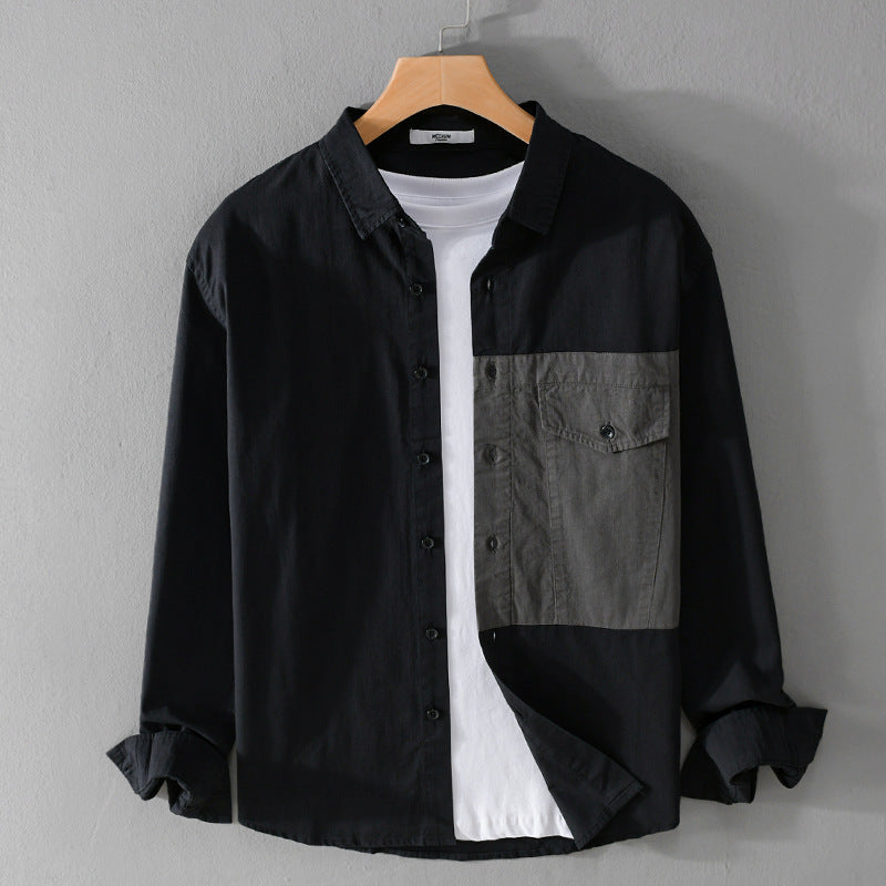 Herren Kontrast-Brusttaschen-Overshirt aus leichter Baumwollmischung mit Relaxed‑Fit Shop Nory